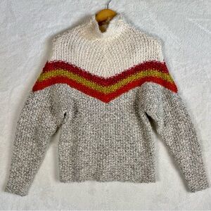 Free People Women’s Wool Blend Tunic Mock Neck Chevron Chunky Sweater Size XS